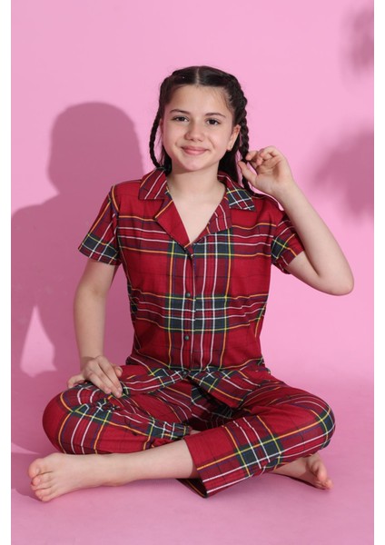 Eftellia & Co Eftellıa&co 4-13 Yaş Çocuk Pijama Takımı Bordokareli - 403.1287.