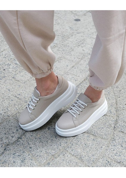 Kadın Deri Sneaker Vizon modelleri