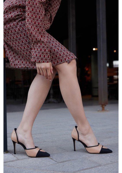 Kadın Siyah Saten Deri Topuklu Ayakkabı modelleri