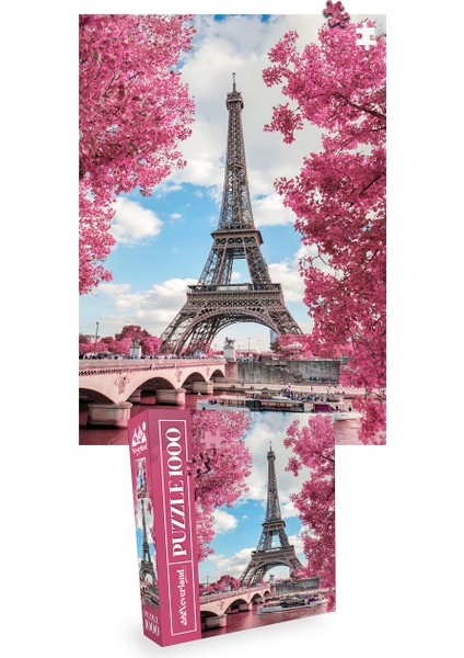 3 Adet 1000 Parça Puzzle - Eyfel Kulesi ve London ve Santorını