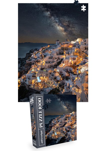 3 Adet 1000 Parça Puzzle - Eyfel Kulesi ve London ve Santorını