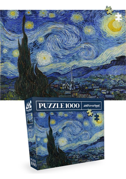 2 Adet 1000 Parça Puzzle - Yıldızlı Gece ve Sahil Evi