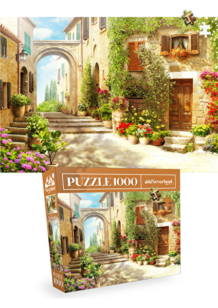 2 Adet 1000 Parça Puzzle - Eski Sokak ve Sahil Manzarası