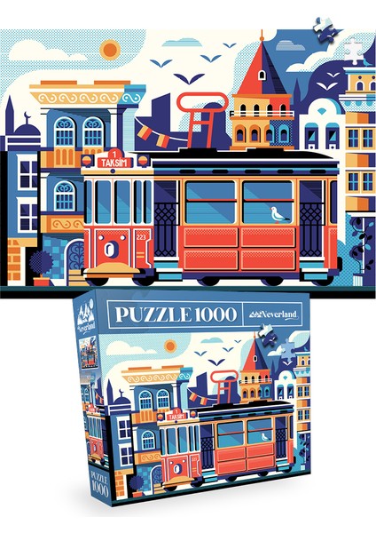 3 Adet 1000 Parça Puzzle - Yıldızlı Gece ve Istanbul ve Istanbul Evenıng