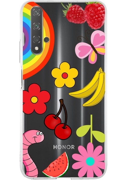 Huawei Honor 20 ile Uyumlu 1mm Slim Fit Water Color 5 Baskılı Şeffaf Kılıf