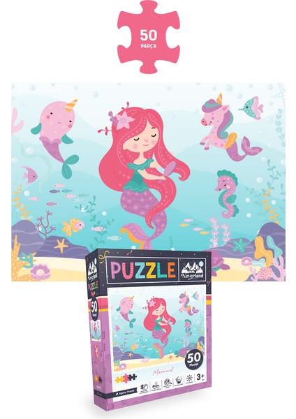 4 Adet Puzzle - 24 P. Sevimli Prenses ve 50 P.deniz Kızı ve 100 P. Unıcorn ve 50 P. Sihirli Unıcorn