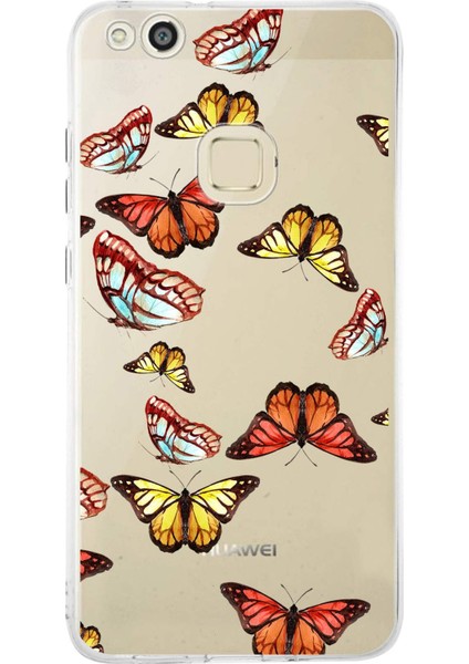 Huawei P10 Lite ile Uyumlu 1mm Slim Fit Water Color 2 Baskılı Şeffaf Kılıf