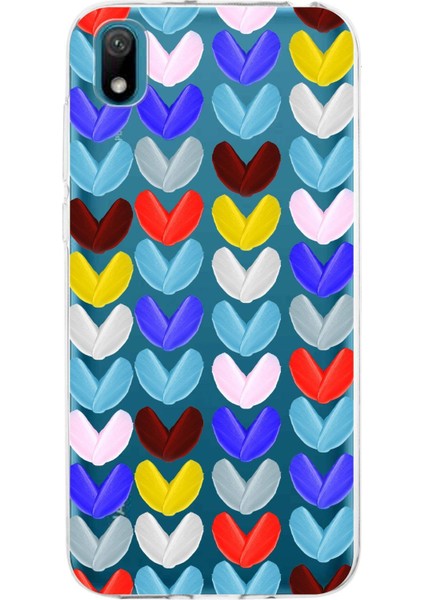 Huawei Y5 2019 ile Uyumlu 1mm Slim Fit Water Color 1 Baskılı Şeffaf Kılıf