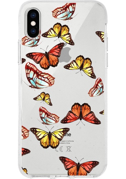 Apple iPhone Xs ile Uyumlu 1mm Slim Fit Water Color 2 Baskılı Şeffaf Kılıf