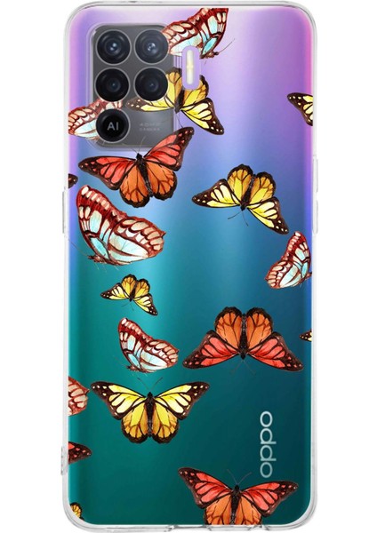 Oppo Reno 5 Lite ile Uyumlu 1mm Slim Fit Water Color 2 Baskılı Şeffaf Kılıf
