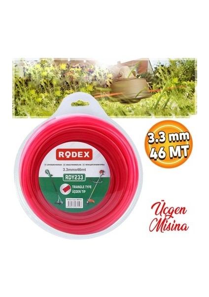 RDY233 Rodex Çim Biçme Misinası 3.3MM*46MT Üçgen Tip (20)