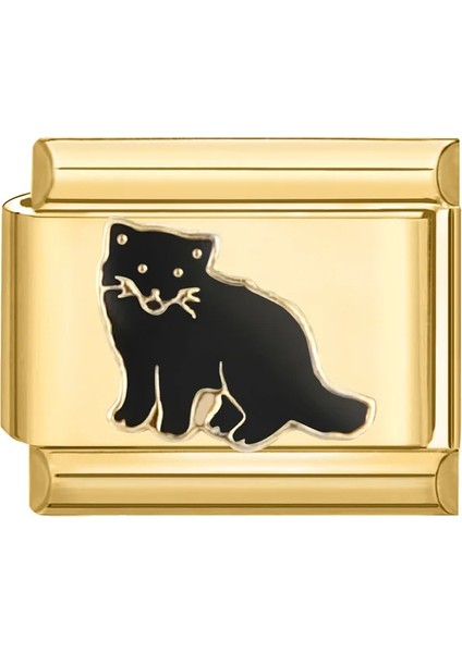 Black Cat Gold Charm