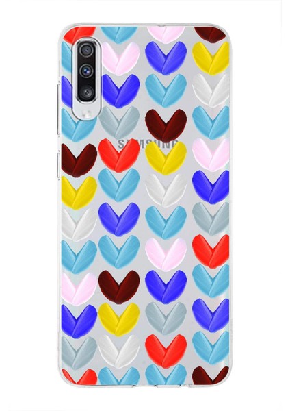 Samsung Galaxy A70 ile Uyumlu 1mm Slim Fit Water Color 1 Baskılı Şeffaf Kılıf
