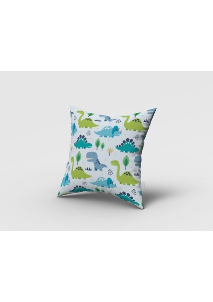 Sulu Boya Dinazorlar, Mavi, Yeşil, Ithal Kumaş, Çocuk ve Bebek Odası Fon Perde - 1 Kanat fırsatları