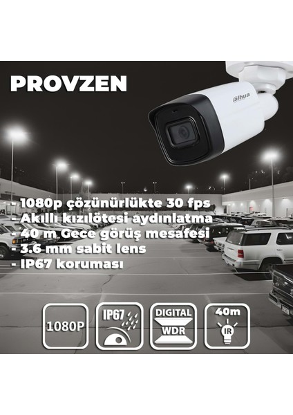 Dahua 8 Kameralı Güvenlik Kamerası 40 Metre Gece Görüşlü