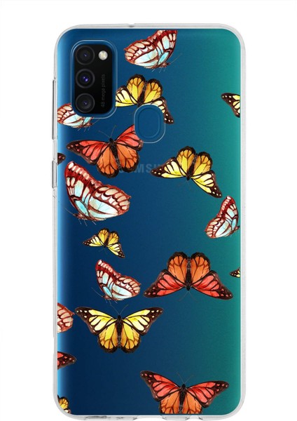 Samsung Galaxy M30S ile Uyumlu 1mm Slim Fit Water Color 2 Baskılı Şeffaf Kılıf