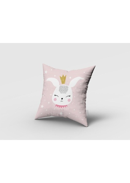 Prenses Tavşan, Pembe, Beyaz, Ithal Kumaş, Çocuk ve Bebek Odası Fon Perde - 1 Kanat fırsatları