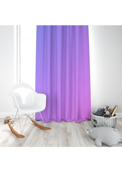 Mor Mavi Geçiş, Ithal Kumaş, Çocuk ve Bebek Odası Fon Perde - 1 Kanat modelleri