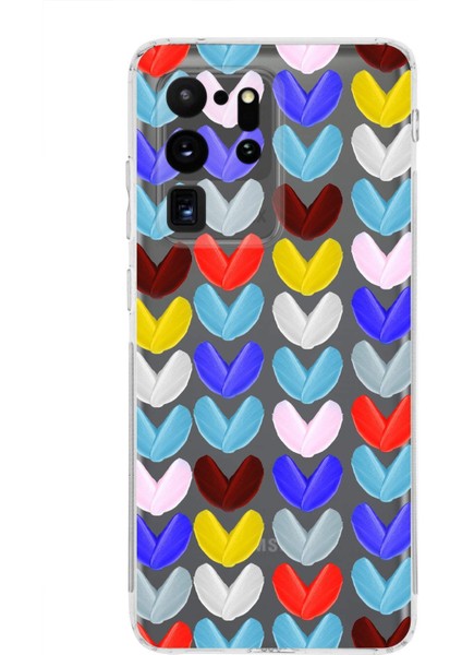 Samsung Galaxy S20 Ultra ile Uyumlu 1mm Slim Fit Water Color 1 Baskılı Şeffaf Kılıf
