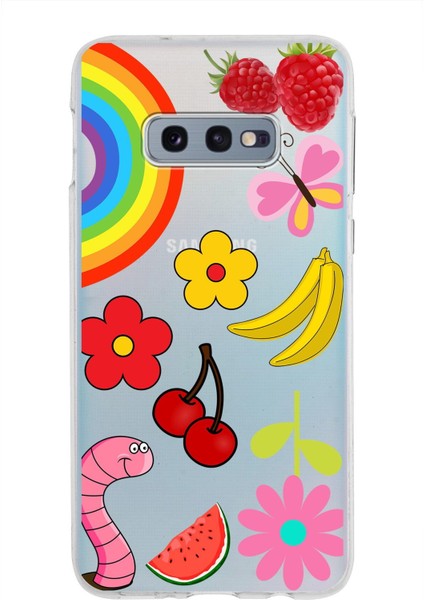 Samsung Galaxy S10E ile Uyumlu 1mm Slim Fit Water Color 5 Baskılı Şeffaf Kılıf