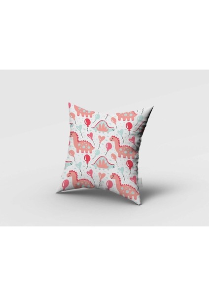 Sevimli Dinazorlar, Pembe, Beyaz, Çocuk ve Bebek Odası Fon Perde 1 Kanat fırsatları