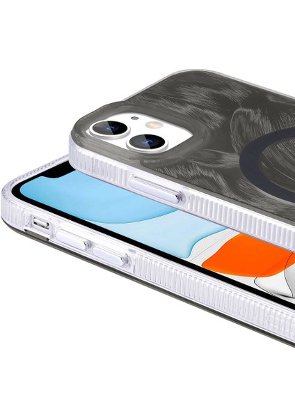 Iphone 11 Uyuymlu Wirelees Şarj Özellikli Fırça Boya Desenli Kılıf-Kapak