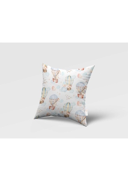 Uçan Balonda Tavşan, Zürafa, Beyaz, Ithal Kumaş, Çocuk ve Bebek Odası Fon Perde - 1 Kanat fırsatları