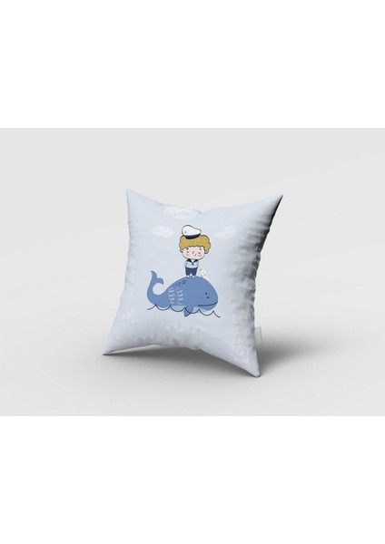 Balina ve Çocuk, Mavi, Ithal Kumaş, Çocuk ve Bebek Odası Fon Perde - 1 Kanat fırsatları