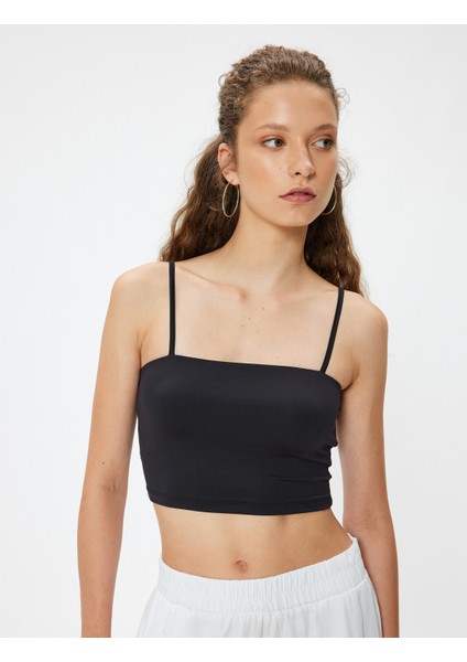 Crop Atlet Basic Ip Askılı Slim Fit