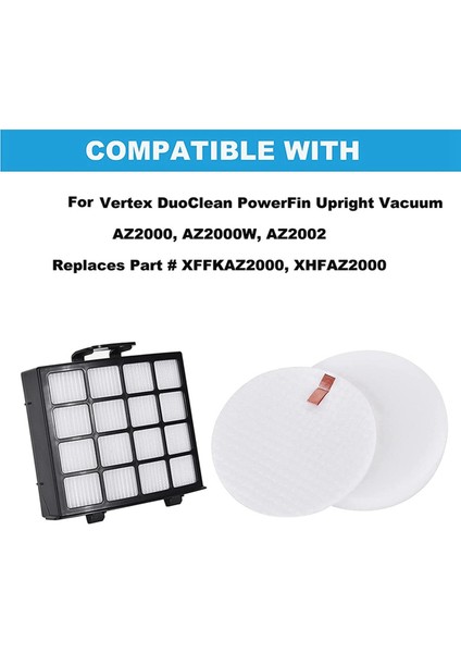 Duoclean Powerfin Dik Vakum AZ2000,AZ2000W,AZ2002,PART XFFKAZ2000 Için 2 Set Yedek Filtre (Yurt Dışından)