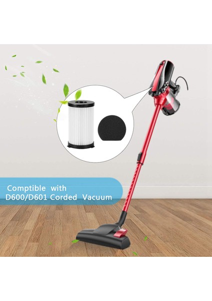 2x Yıkanabilir Hepa Filtre ve Sünger Değiştirme Kiti D600 D601 Kablolu Çubuk Elektrikli Süpürge Yedek Aksesuarları (Yurt Dışından)