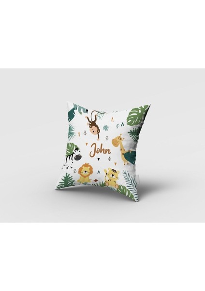 Mutlu Orman Hayvanları, Beyaz, Yeşil, Ithal Kumaş, Çocuk ve Bebek Odası Fon Perde - 1 Kanat fırsatları