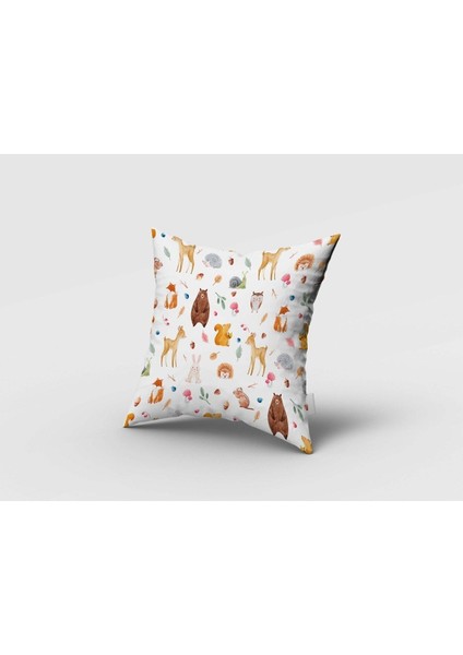 Ayıcık ve Sincap, Beyaz, Kahverengi, Ithal Kumaş, Çocuk ve Bebek Odası Fon Perde - 1 Kanat fırsatları