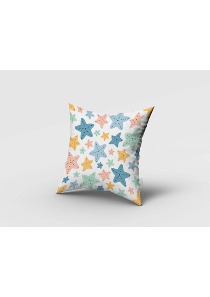 Renkli, Deniz Yıldızı, Beyaz, Mavi, Turuncu, Ithal Kumaş, Çocuk ve Bebek Odası Fon Perde - 1 Kanat fırsatları