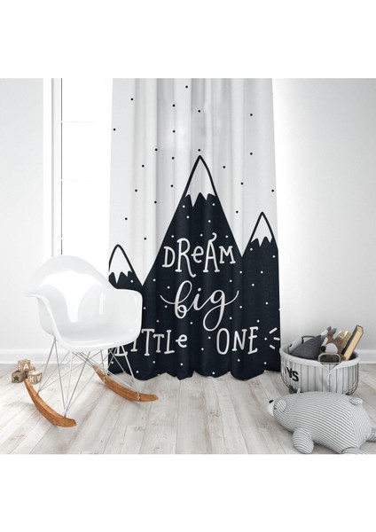 Iskandinav Stili Dağlar, Siyah, Beyaz, Ithal Kumaş, Çocuk ve Bebek Odası Fon Perde - 1 Kanat modelleri