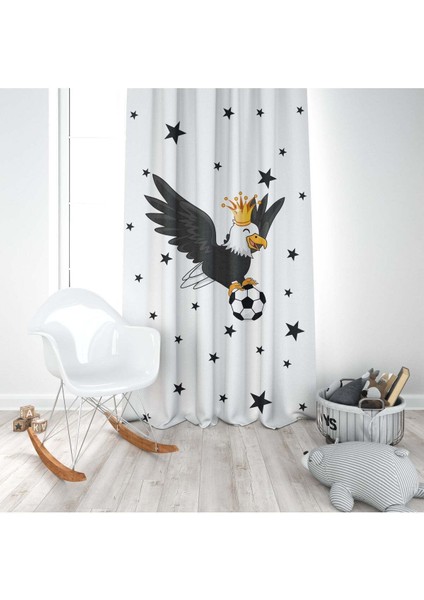 Siyah Beyaz, Kartal, Ithal Kumaş, Çocuk Odası, Bebek Odası Fon Perde - 1 Kanat modelleri