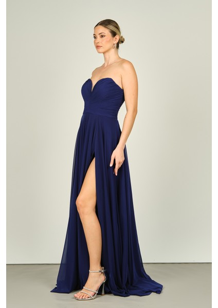 Kadın Straplez Uzun Abiye Elbise 5437021 Mor fiyatları