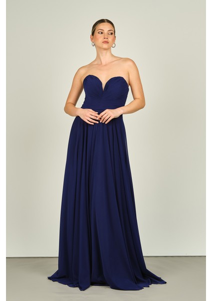 Kadın Straplez Uzun Abiye Elbise 5437021 Mor modelleri