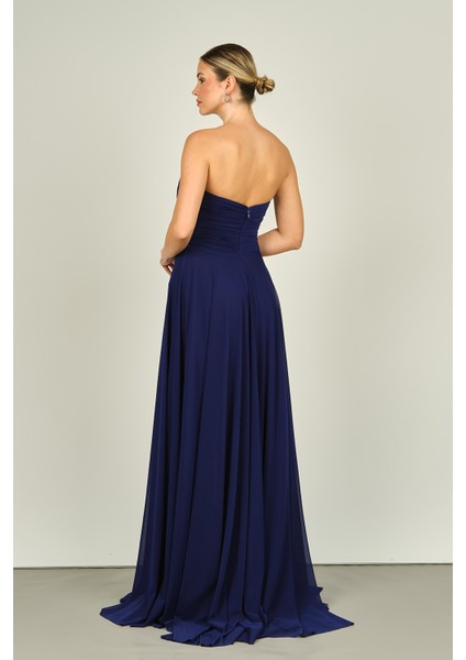 Kadın Straplez Uzun Abiye Elbise 5437021 Mor fırsatları