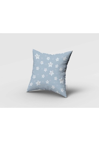 Mutlu Yıldız, Mavi, Gri, Ithal Kumaş, Çocuk ve Bebek Odası Fon Perde - 1 Kanat fırsatları