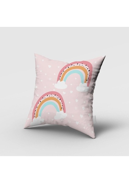 Soft Pembe, Gökkuşağı, Pembe, Beyaz, Ithal Kumaş, Çocuk ve Bebek Odası Fon Perde - 1 Kanat fırsatları