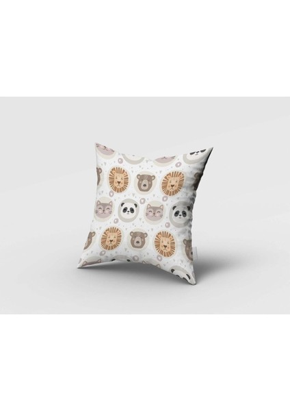 Soft Safari Hayvanları, Beyaz, Kahverengi, Ithal Kumaş Çocuk ve Bebek Odası Fon Perde - 1 Kanat fırsatları