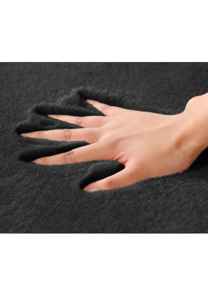 Siyah Yuvarlak Peluş Halı , Yumuşak Post Halı , Yıkanabilir Kaymaz Halı , Kilim , Yolluk indirimleri