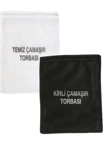 Beyaz Kirli Ve Temiz Çamaşır Torbası Seti (Toplam 4 Adet:2 Ad.Kirli-2 Ad. Temiz)