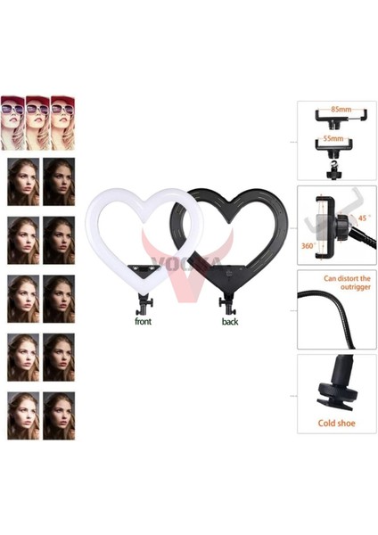 Beyaz Tripod Kalp 10 Inç Heart Light 5500K Youtuber LED Işıklı 2.1 Metre Kumandalı Tripod Selfie Ma fiyatları