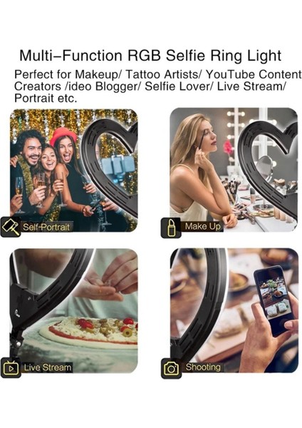 Beyaz Tripod Kalp 10 Inç Heart Light 5500K Youtuber LED Işıklı 2.1 Metre Kumandalı Tripod Selfie Ma fırsatları