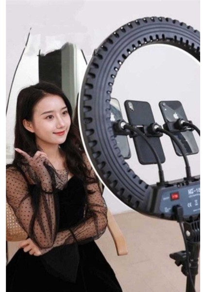 Siyah A+ Kalite Megalux Ring Light LED Işık Halkası 14 Inç Profesyonel Influencer Işığı ve 210 cm M indirimleri