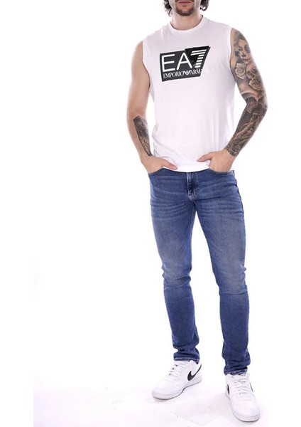 Bisiklet Yaka Beyaz Erkek T-Shirt 3DPT80PJ02Z