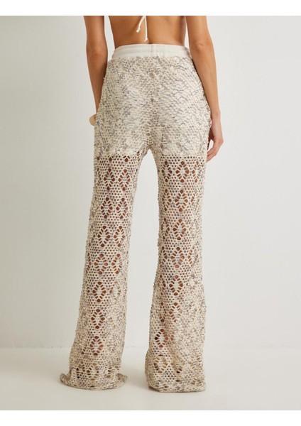 x Şahika Ercümen - Kroşe Pantolon Yarım Astarlı Beli Bağlamalı 4SAK40107EK fırsatları