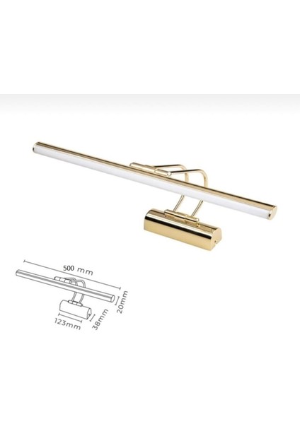 GU10 Pilli 50 cm Gold Kasa Sarı Işık Banyo Duvar Ayna Tablo Aydınlatması Flüt Kuğu Ledli Aplik Sarı